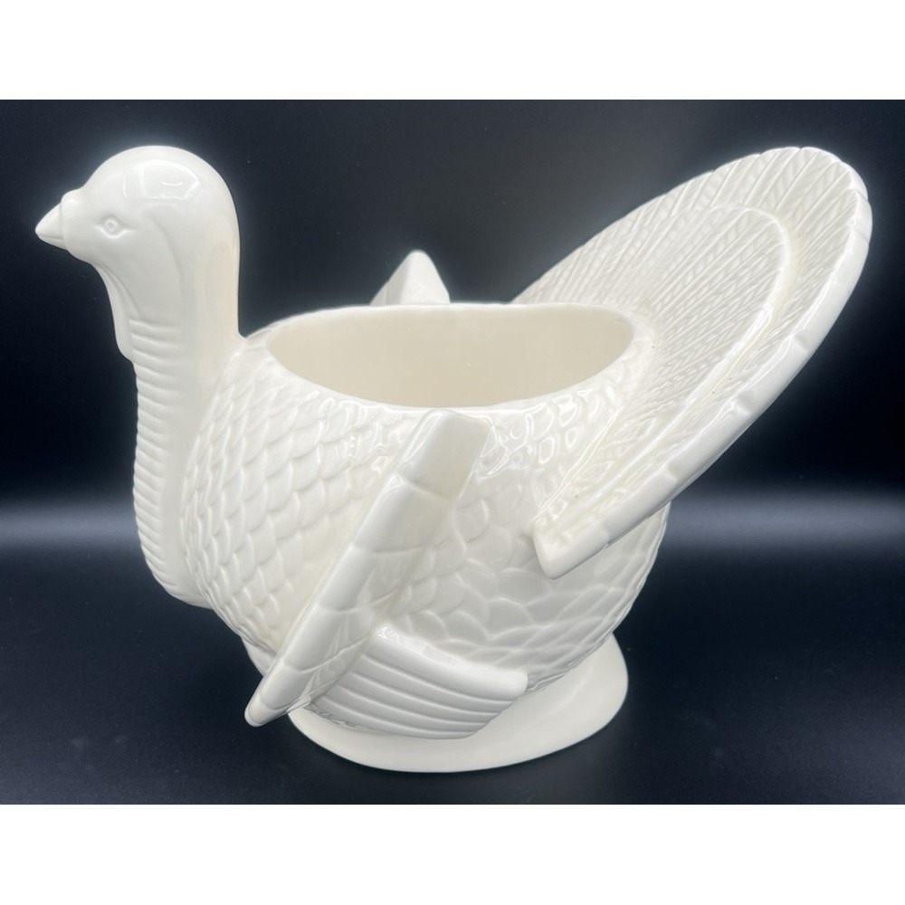 Bath & Body Works 3 Wick Turkey Candle Holder Cream Colored Large Ceramic
